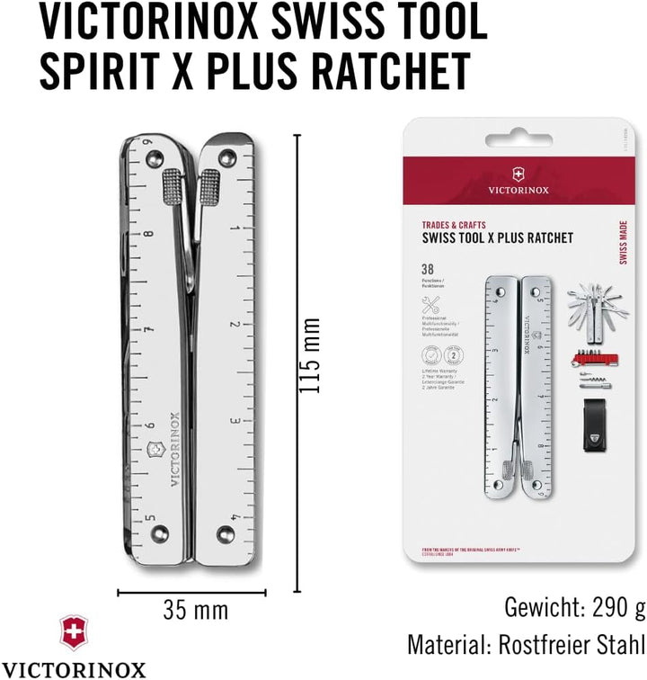 Victorinox Schweizer Taschenmesser Swiss Tool X Plus Ratchet, 40 Funktionen, Multitool inkl. Kombi-S