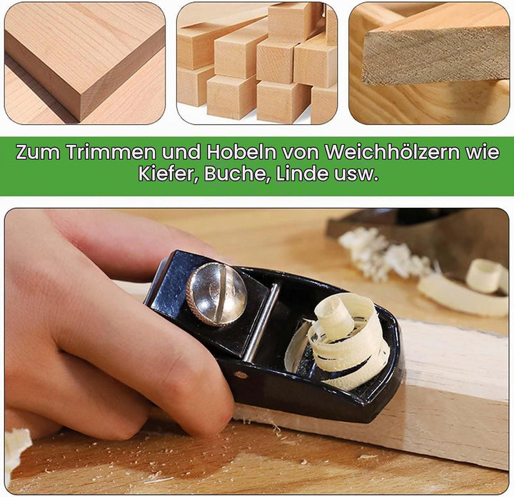 FZYCOM Mini Hobel Holz mit 2Pcs Klinges, Handhobel Klein, Holzhobel, Mini Holzhobel, Schreinerflugze