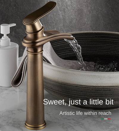 SJQKA Waschtisch Armatur Wasserfall Schwarz, Waschtischarmatur Hoch Retro, Hoch Wasserhahn Wasserfal