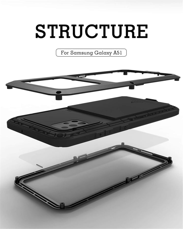 Samsung Galaxy A51 Metall hülle, Powerful Hybrid Schutz stossfest wasserdicht staubdicht Metal Case