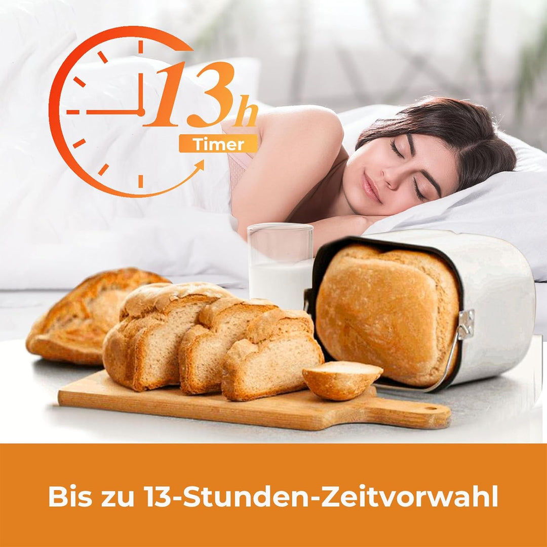 Kitchen in the box Brotbackautomat mit 12-in-1 Programmen, 2 Brotgrössen, 900g, Brotbackmaschine mit