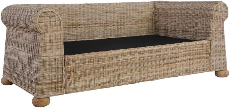 Susany 2-TLG. Sofagarnitur mit Auflagen Rattan-Sofa mit Holzrahmen Couchsofa Loungesofa Sitzsofa Woh