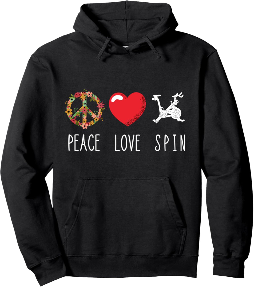 Spinning Fahrrad Gym Love Peace Indoor Spinning Fitness Pullover Hoodie