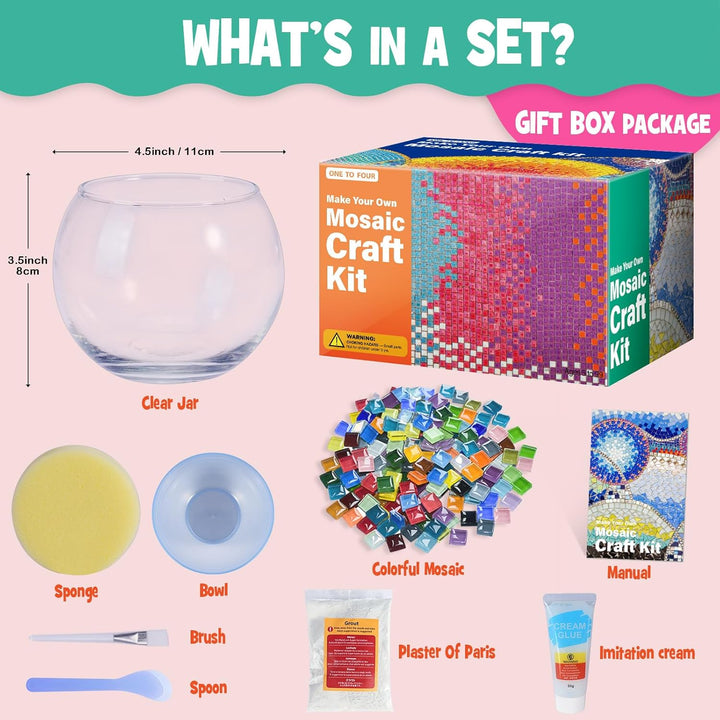 Glasmosaik-Kerzenhalter-Kit, Kreatives DIY-Mosaik-Kunst und Bastelset für Kinder Erwachsene, Teelich