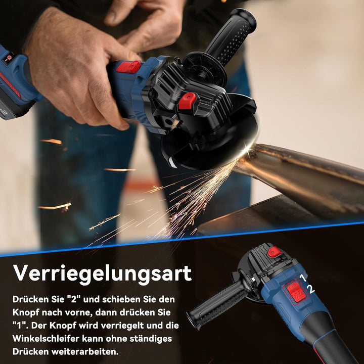 NANWEI Akku-Winkelschleifer, kompatibel mit Makita 18V-Akku, 125 mm bürstenloser Winkelschleifer, El