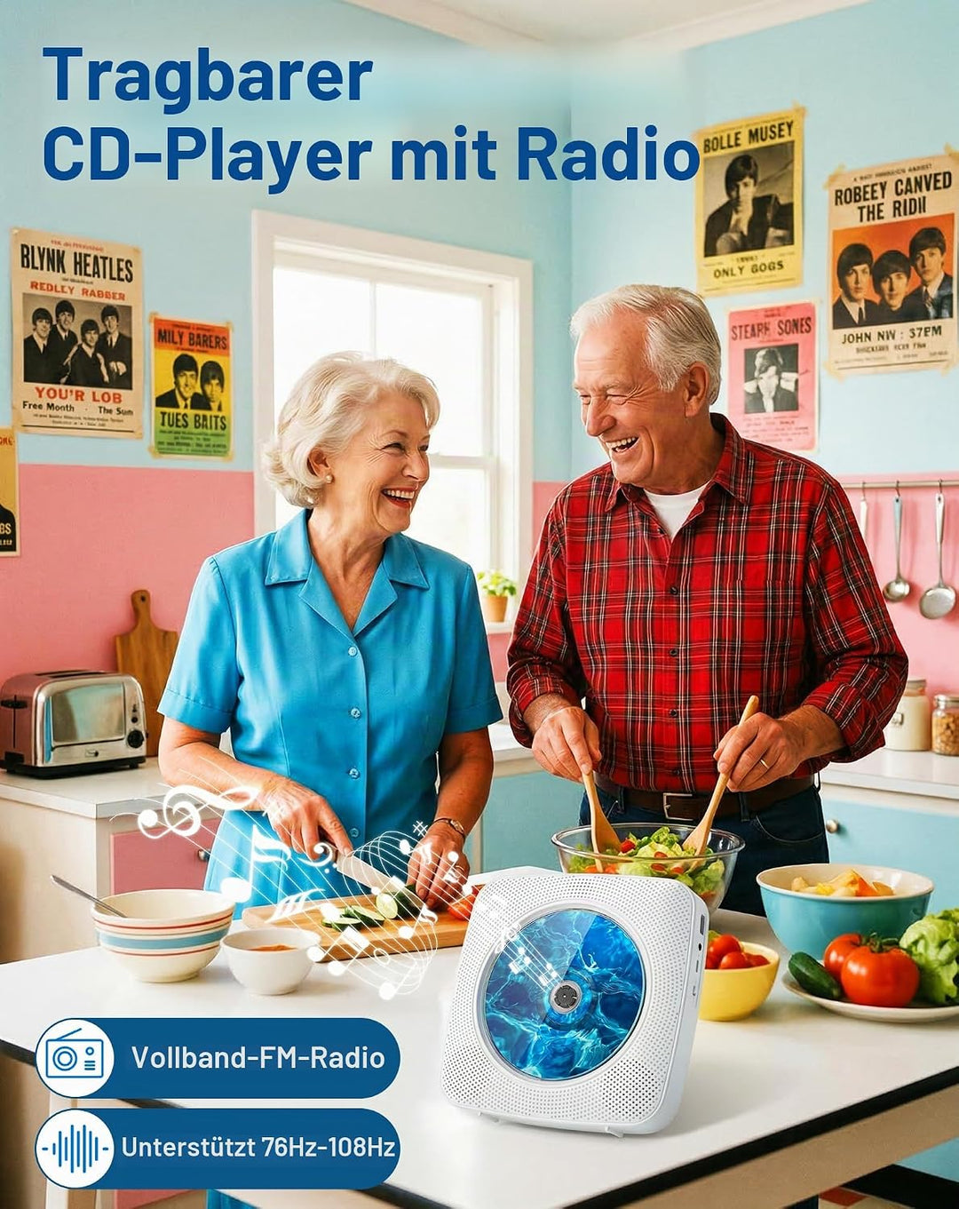 CD Player Tragbar Bluetooth Radio mit CD-Player mit Lautsprecher Unterstützung USB &amp; AUX-Wiedergabe