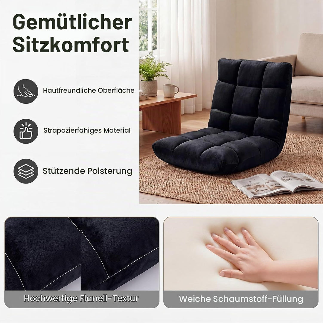 RELAX4LIFE Bodenstuhl Klappbar, Bodensessel mit Verstellbarer Rückenlehne &amp; Liegefunktion, Relaxsess