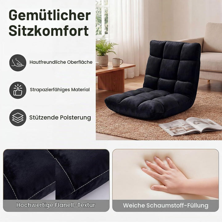 RELAX4LIFE Bodenstuhl Klappbar, Bodensessel mit Verstellbarer Rückenlehne &amp; Liegefunktion, Relaxsess