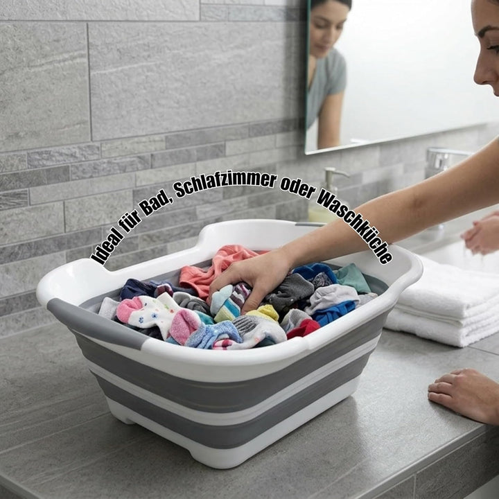 Faltbarer Korb mit Beinen und Abfluss. Multitalent Spüle, Einkaufen, Wäsche, Hundebad