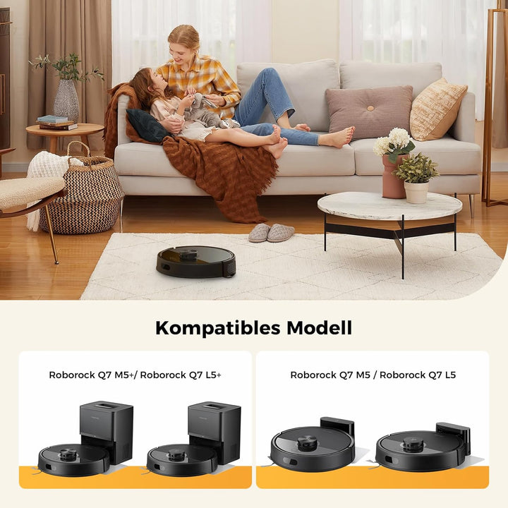 Yivy 24 Stück Zubehör für Roborock Q7 L5+,Q7 L5 Plus, Q7 M5+, Zubehör :2 Hauptbürste, 6 Seitenbürste