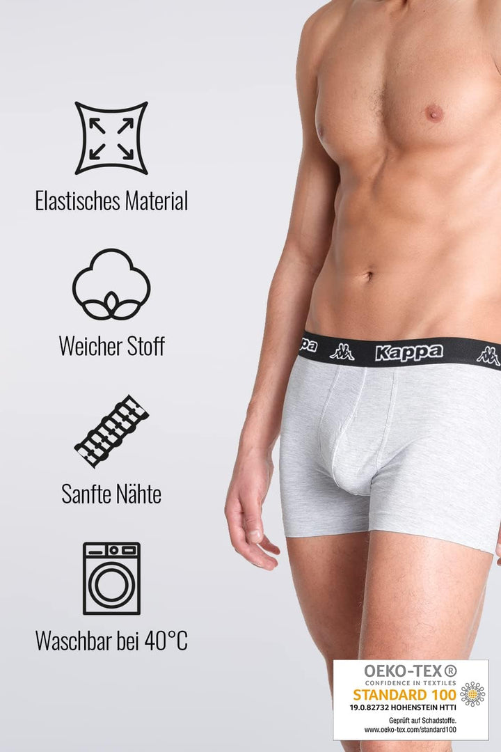 Kappa Enge Boxershorts 6er Pack VINESTA I Retro Pants für Männer aus Baumwolle I reissfeste & atmung