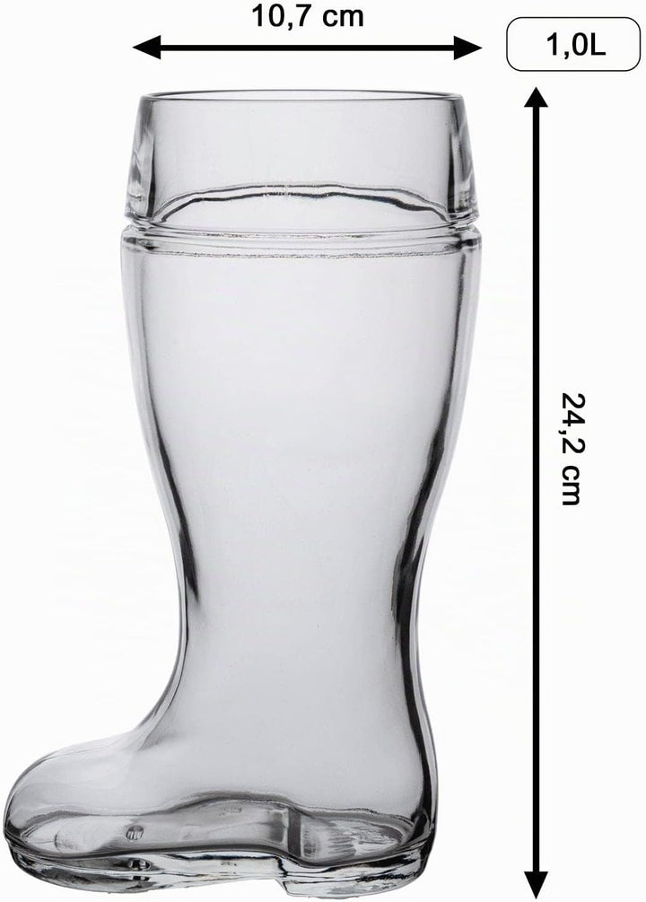 Bierstiefel mit Gravur, Bierglas mit 1,0 Liter Füllstrich, Personalisiertes Glas mit Name &amp; Kneipen-