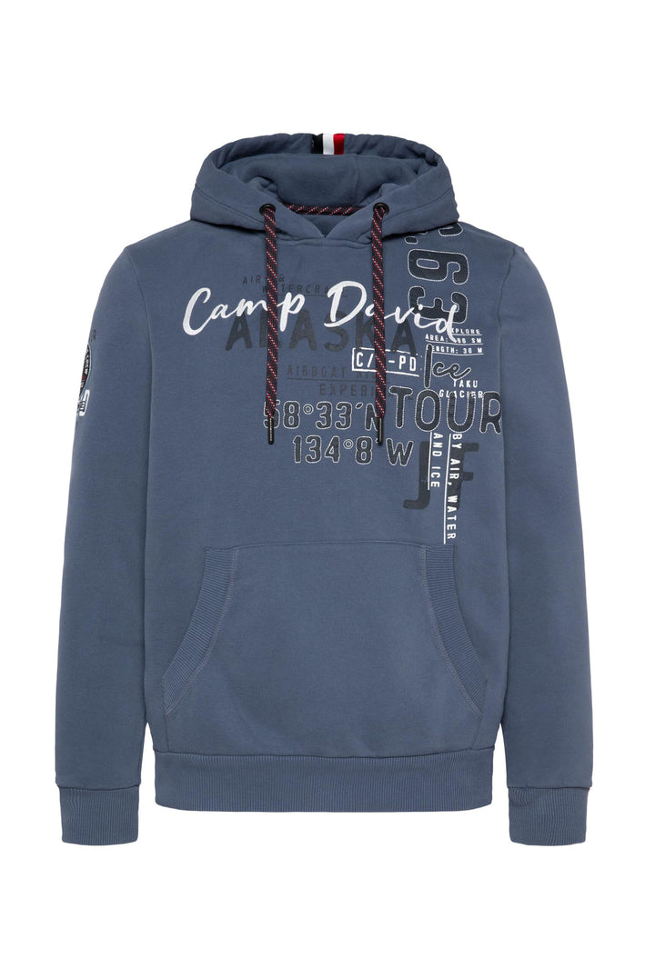 Camp David Herren Kapuzensweatshirt mit Logo Artworks L Dark Sky, L Dark Sky