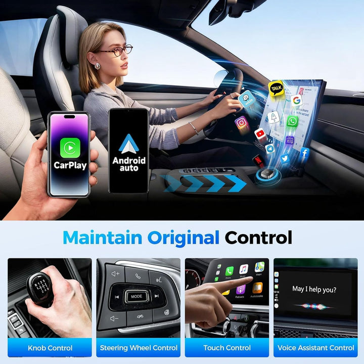 2026 Upgrade CarPlay Wireless Adapter&Android Auto Wireless Adapter,Automatische Wiederverbindung,Pl