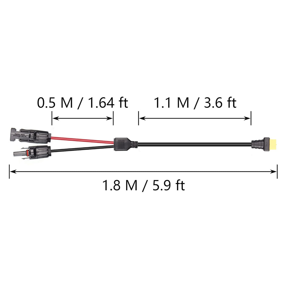 CERRXIAN 6FT Solarstecker auf XT60-Adapter-Verlängerungskabel, 14AWG XT60-Buchse auf Solarpanel-Stro