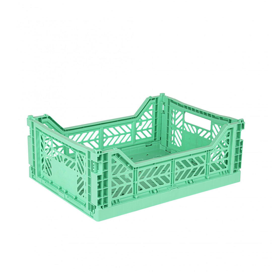 AYKASA Klappkiste, stabile Faltkiste aus Kunststoff, stapelbar, Mint, Midi (40x30x14cm) Mint Midi (4