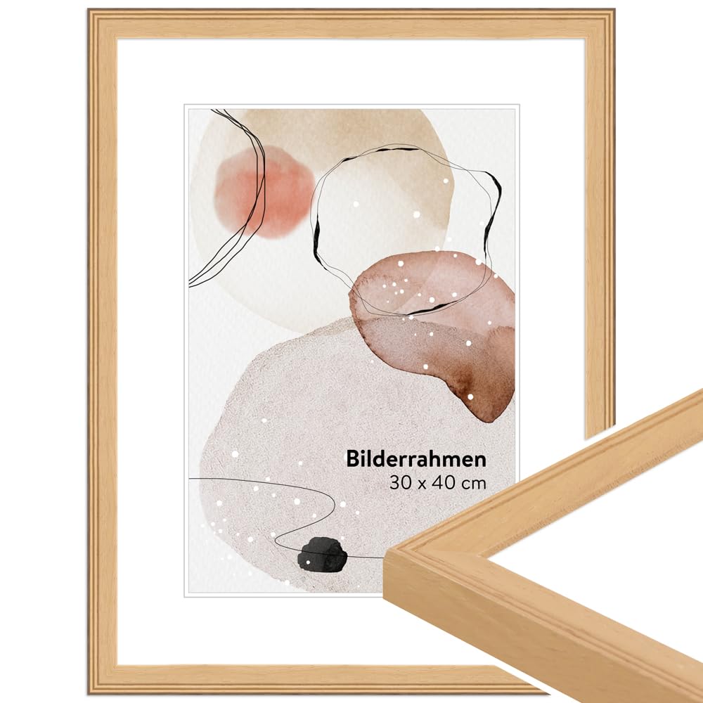 WANDStyle Bilderrahmen KLASSISCH 50x70 I Farbe: Natur I Holzbilderrahmen I Bilderrahmen Modern I Mad