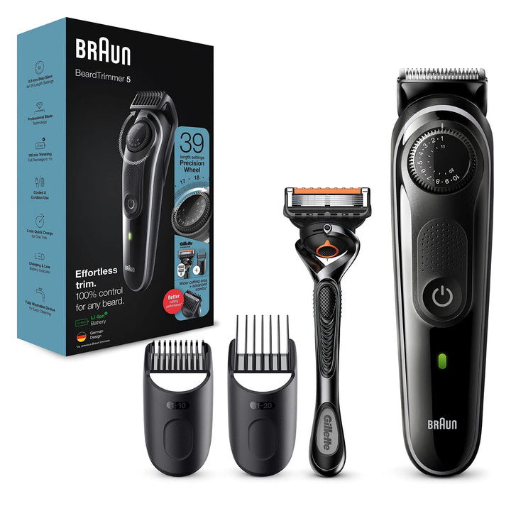 Braun Barttrimmer 5, Trimmer/Haarschneider Herren, Haarschneidemaschine, für Gesichts- und Kopfhaare