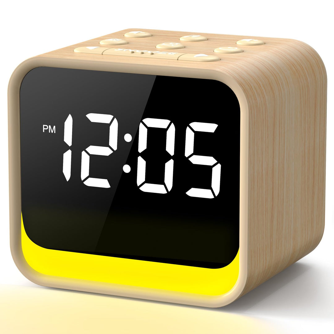 REACHER Radiowecker für das Schlafzimmer, Digitale FM Radiouhr mit Weissrausch-Soundmaschine, 9 Alar