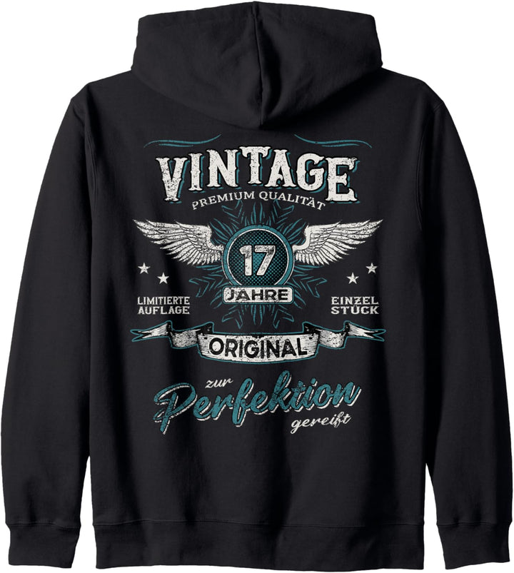 Vintage 17 Jahre Geburtstag Original Jungen Mädchen Kapuzenjacke