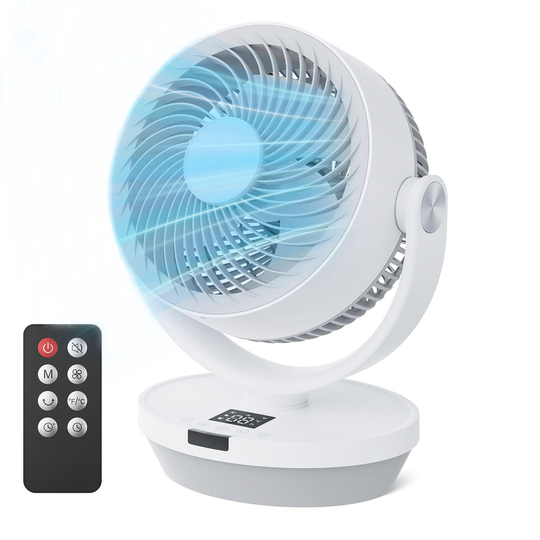 Tischventilator Leise für Schlafzimmer Büro 25dB, 33CM Ventilator mit Fernbedienung, Turbo Luftzirku