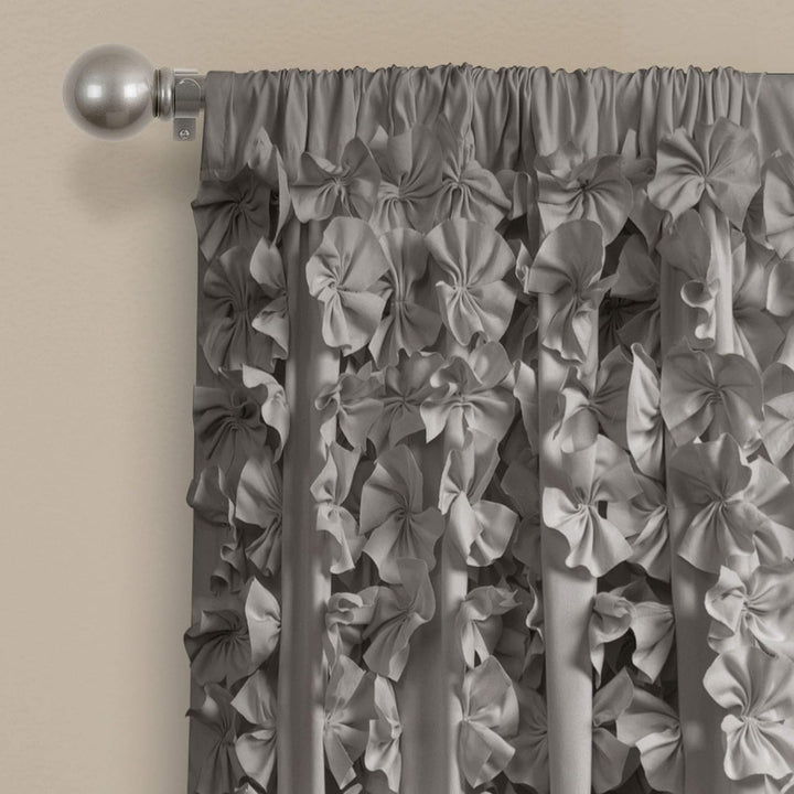 Lush Decor Riley Fenstervorhang, halbtransparent, gerüscht, strukturierte Schleife, Fensterpaneel fü