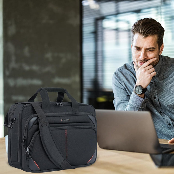 KROSER Laptoptasche 17,3 Zoll Premium Laptop Aktentasche, erweiterbar wasserabweisend Laptop Schulte