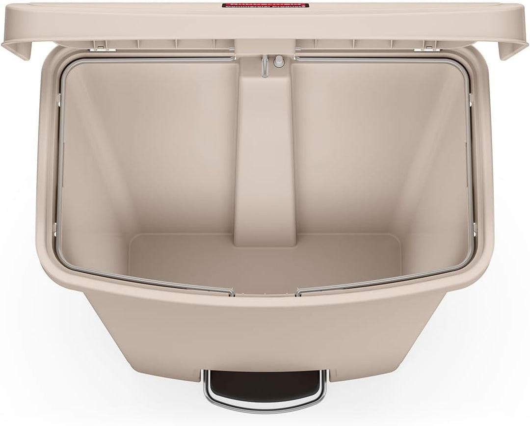 Rubbermaid Commercial Products Slim Jim 1883552 90 Litre Front Step Step-On Resin Wastebasket - Beig