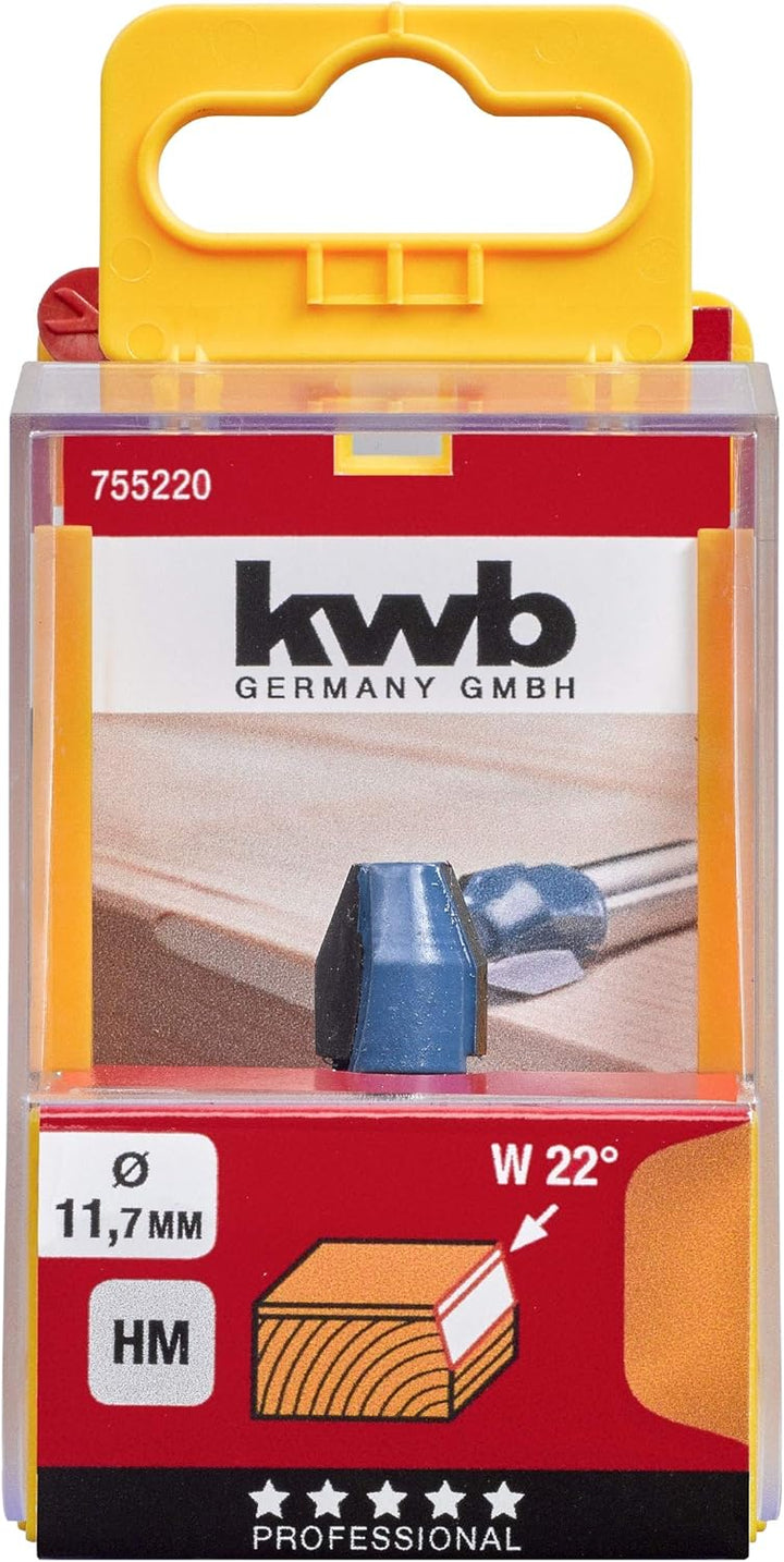 kwb Kantenfräser Ø 11,7 mm, hartmetallbestückt mit präzisem Spannschaft und optimierter Schneidengeo