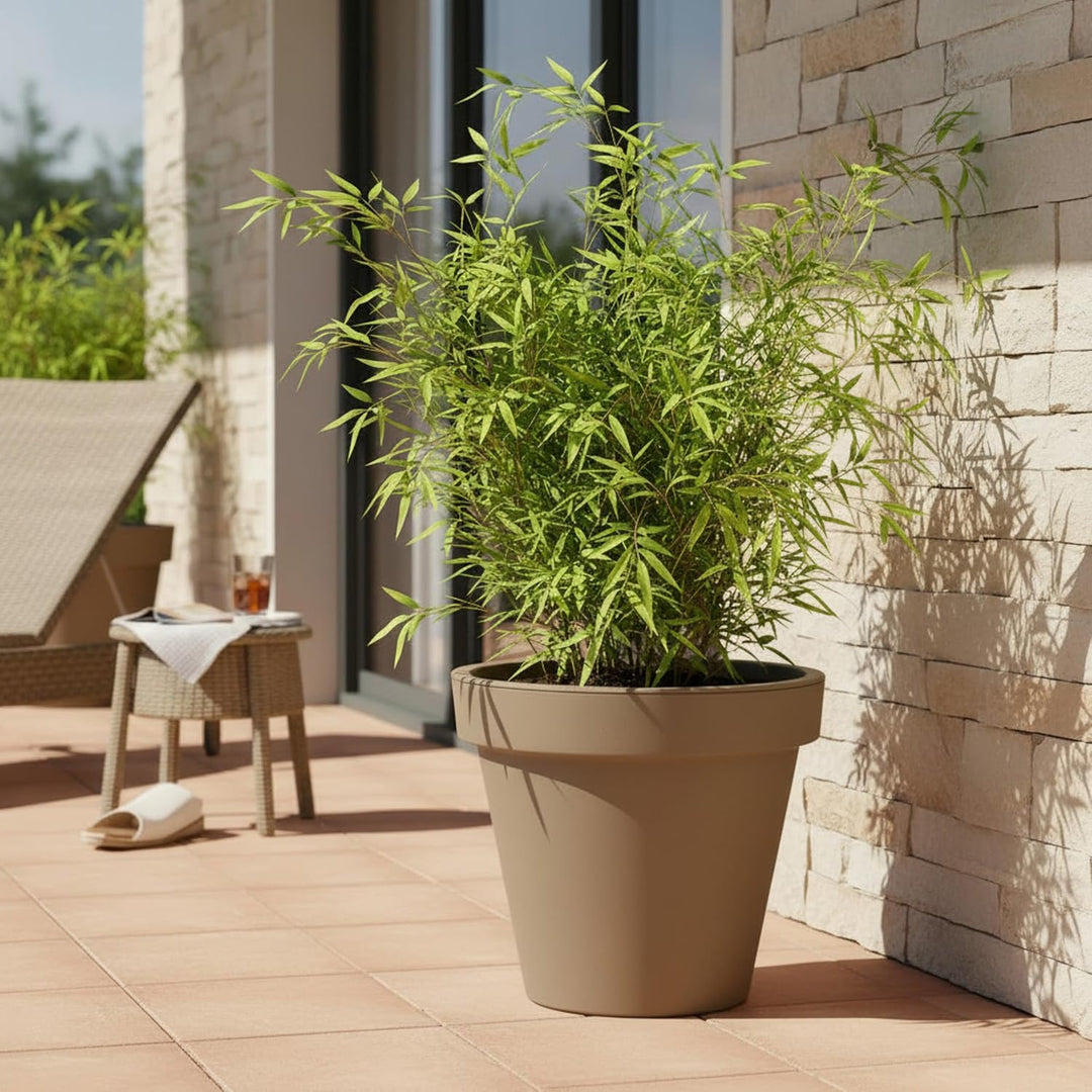 Spetebo Kunststoff Pflanzkübel L rund Ø 48 cm - Mokka - Blumenkübel gross für Aussen und Innen - Gar