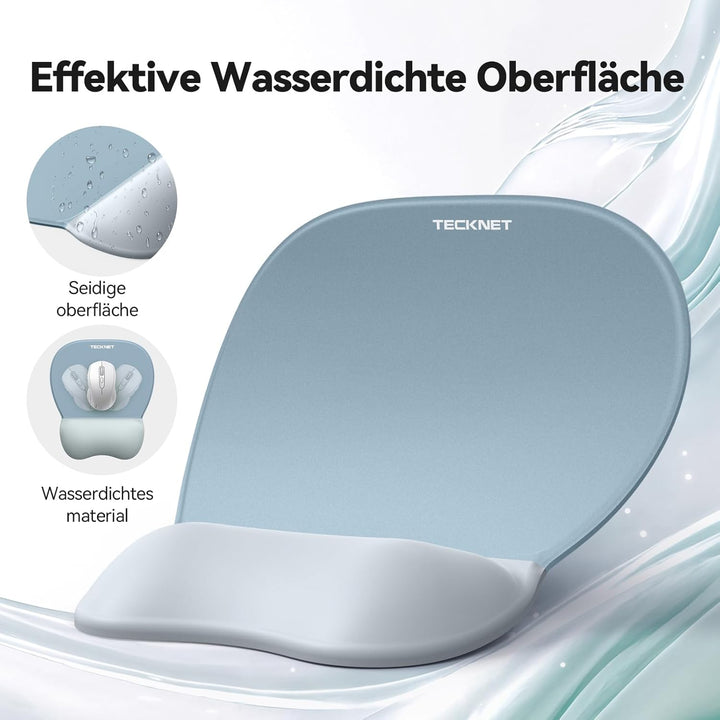 TECKNET 3-in-1 Ergonomisches Mauspad Set, Mauspad mit Gelkissen - Rutschfestes & Wasserdichtes, Entl