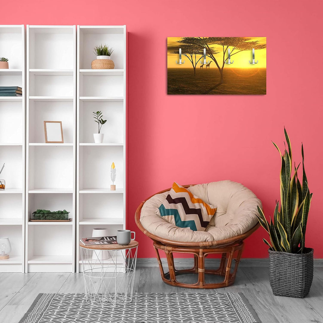 wandmotiv24 Garderobe Afrika Querformat - 69x40 (BxH) - Dekorfolie Wandgarderobe, inklusive Garderob