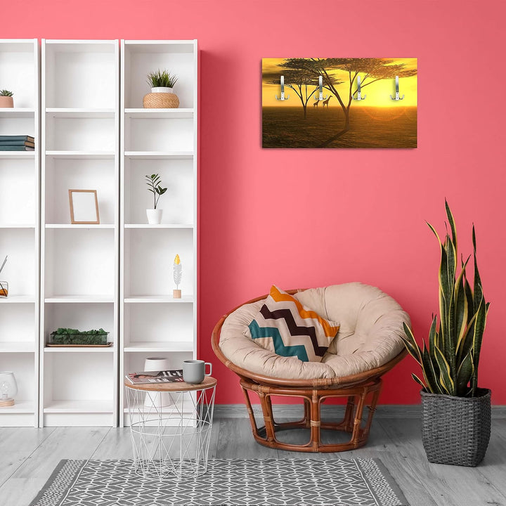 wandmotiv24 Garderobe Afrika Querformat - 69x40 (BxH) - Dekorfolie Wandgarderobe, inklusive Garderob