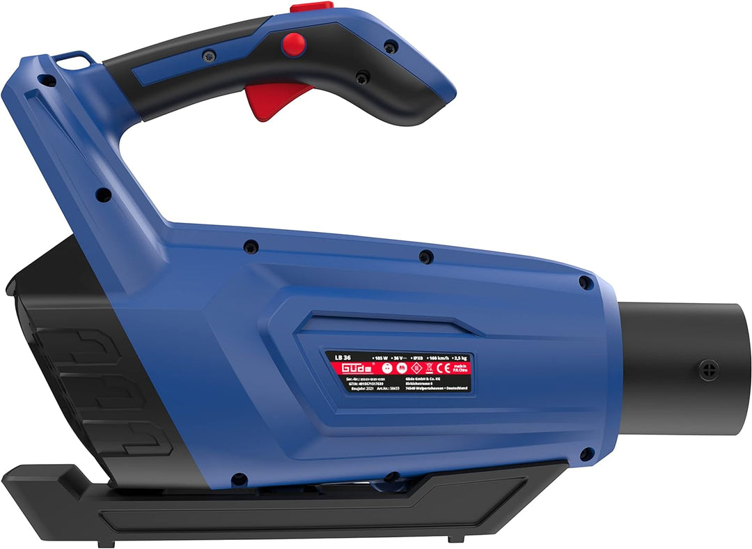 Güde Akku Laubbläser LB 36-0 (36 V, Blasgeschwindigkeit 160 km/h, Luftvolumen 800 m³/h, Turboknopf,