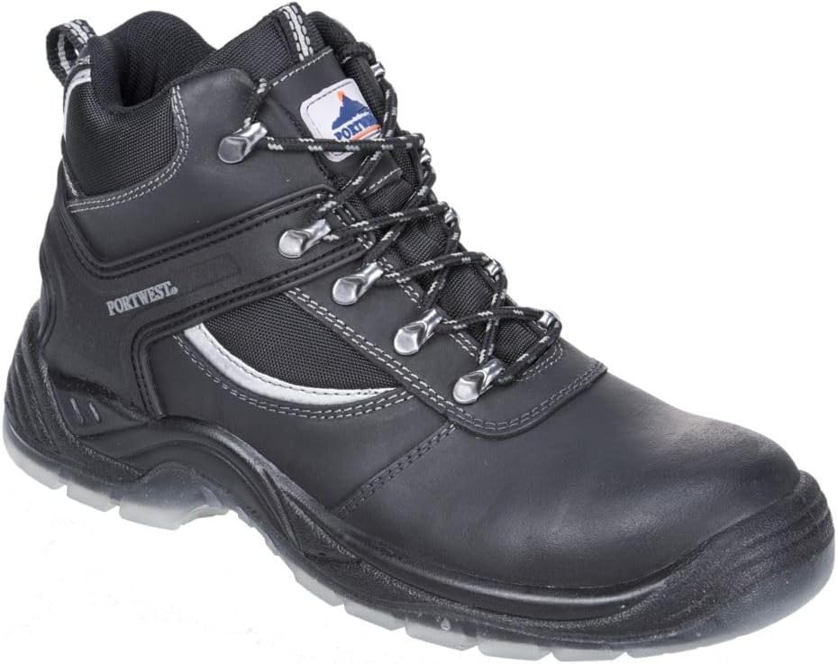 Portwest Steelite S3 Stiefel Mustang, Grösse: 44, Farbe: Schwarz, FW69BKR44 Schwarz 10 UK, Schwarz 1
