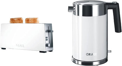 Graef Langschlitz-Toaster TO 91, Edelstahl, weiss & Edelstahl Wasserkocher WK 61 Acryl, weiss Weiss