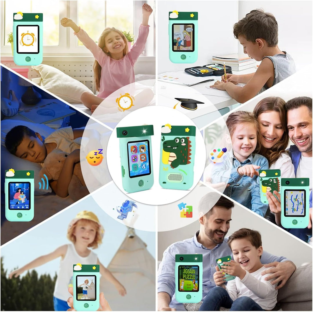 Kinderkamera Spielzeug mit 180° Drehobjektiv, Kinder Handy Smartphone mit 2.8 inch Touchscreen & Sil