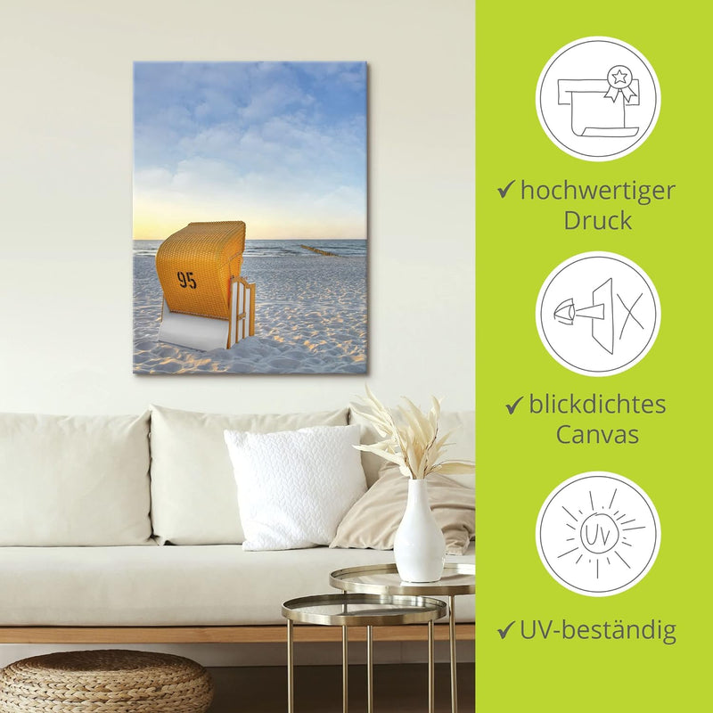 ARTland Leinwandbilder Wandbild Bild auf Leinwand 45x60 cm Strand Meer Strandkorb Küste Ostsee Marit