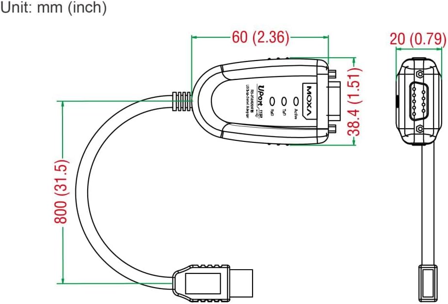 digitX Uport 1110 Moxa USB-zu-RS232-Konverter für serielle Schnittstellen
