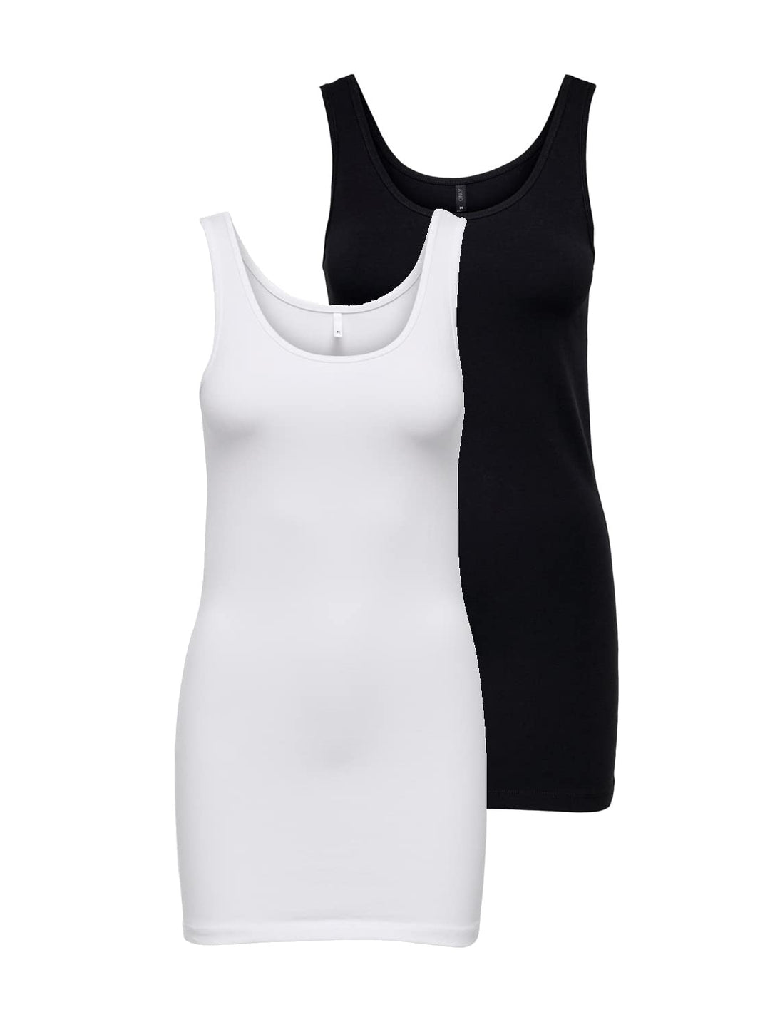 ONLY Female Tanktop Onllive 2-Pack Tanktop | Tank top XS Mix3 Black/White Long, XS Mix3 Black/White