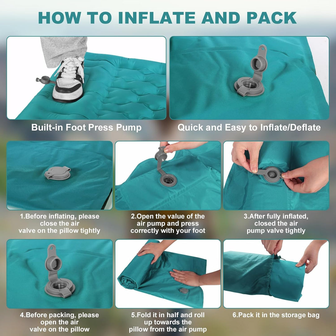 SHANNA Isomatte Outdoor Camping Luftmatratze: Extra Dick 12cm Ultraleicht Aufblasbare Schlafmatte mi