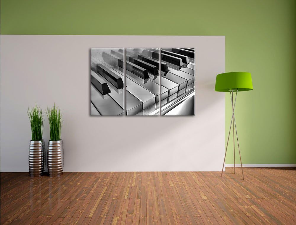 Pixxprint Piano Klaviertasten als Leinwandbild/Grösse: 3 Teilig (120x80) cm/Wandbild/Kunstdruck/fert
