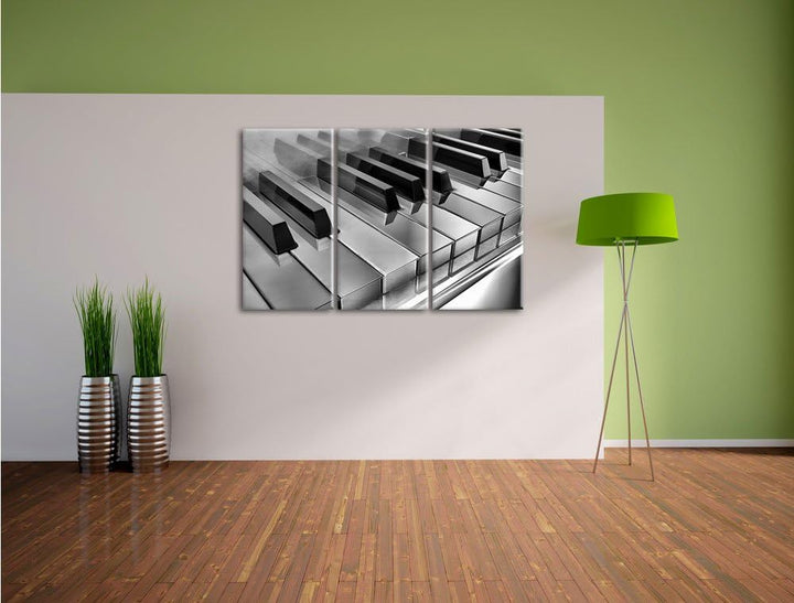 Pixxprint Piano Klaviertasten als Leinwandbild/Grösse: 3 Teilig (120x80) cm/Wandbild/Kunstdruck/fert