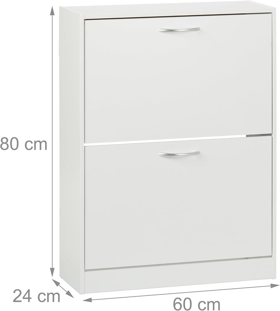Relaxdays Schuhschrank, HxBxT: 80 x 60 x 24 cm, für 12 Paar, 2 Klappen, schmaler Schuhkipper, Flur S