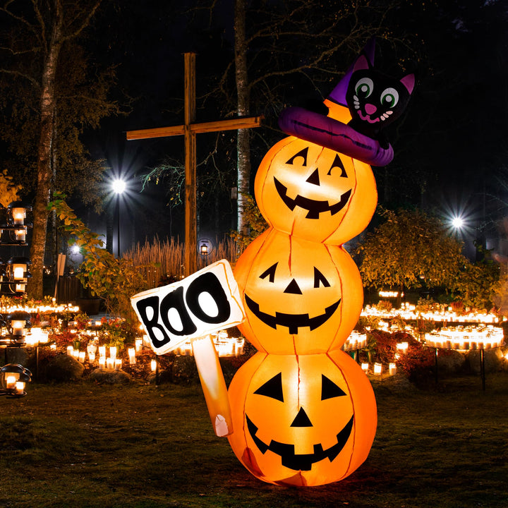 Solpex Halloween deko Aufblasbar Kürbis Geist Dekoration 150 cm Eingebaute LEDs Aufblasbare Hallowee