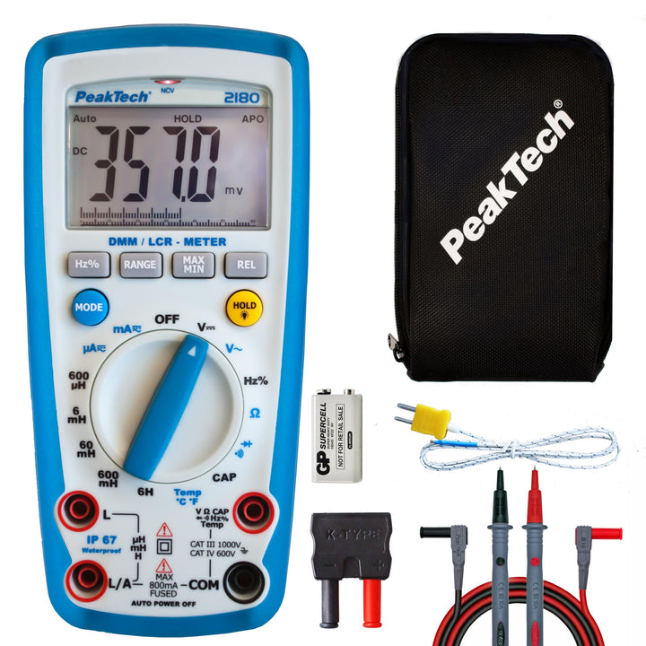 PeakTech 2180 – Digitales Multimeter mit LCR-Meter, Widerstand, Kapazität, Induktivität, Messgerät,