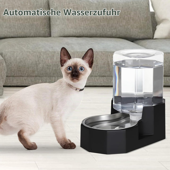 Sfozstra 5L Trinkbrunnen f. Hunde - Edelstahl, standsicher | Schwerkraftbetrieben, 5L, rutschfester