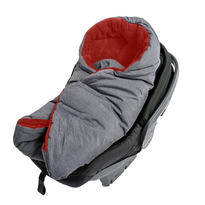 Altabebe AL2008P-79 Baby Einschlagdecke für Babyschale und Autositz, dunkelgrau/rot, Dunkelgrau/Rot
