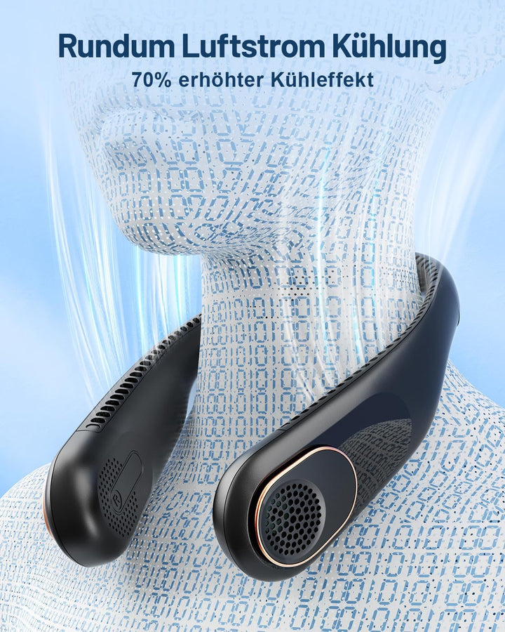 SWEETFULL Nackenventilator Hals Ventilator Tragbarer, 4000mAh akku (bis zu 9 Stunden),Mini USB klein