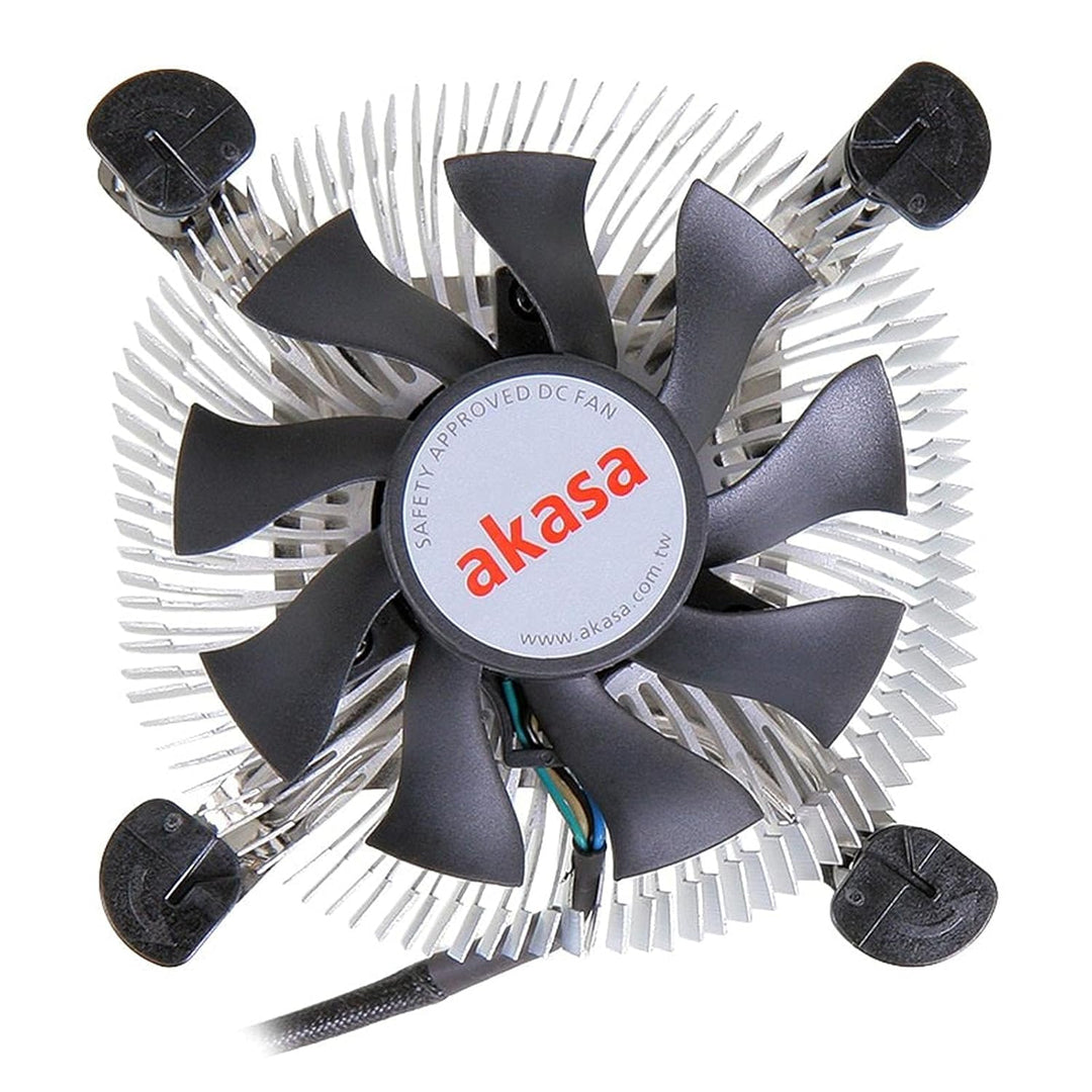 Akasa Aluminium Intel Mini-ITX cooler | TDP 35W | 26mm Low Profile CPU Cooler | 74mm PWM Fan | Heats